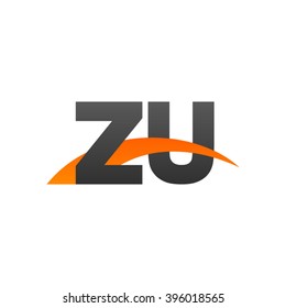 ZU initial overlapping swoosh letter logo black orange