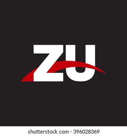 ZU initial overlapping swoosh letter logo white red black background