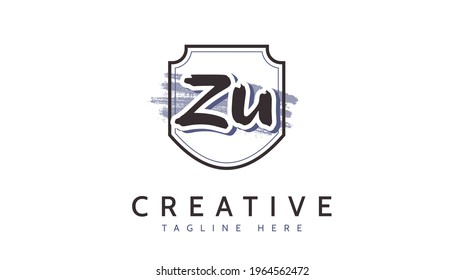 ZU Initials, handwriting logo vector
