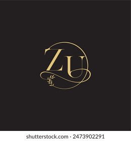 ZU Buchstabenkreis und Bio-Stil Luxus-Konzept Hochzeit Monogramm Design