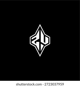 ZU letter anfängliches logo unterstützungskonzept techno racing style design modern monogram gaming