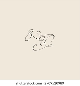 ZU letter initial royal design minimalist style curve monogram elegant concept logo