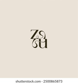 ZU Letter luxuriöses Konzept elegante Hochzeit dynamische Linie Monogramm Logo