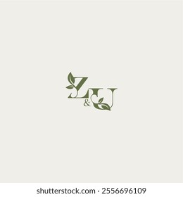 ZU letter luxury wedding monogram design organic leaf logo bold initial concept