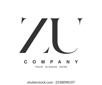 ZU Logo Design. Anfangsbuchstabe z und u Serifenschriftart. Kreative klassische Firmenname Typografie. Trendy Logotype oder Identität. Vektorgrafik.