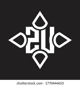 ZU Logo monogram with four cone rounded by the shape design template