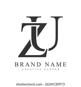 ZU trendy logotype template. Initial letter z and u classic font style. Creative logo for company name or identity. Vector illustration.
