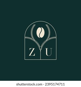 ZU Einzigartige und einfache Logo-Design-Kombination aus Buchstaben und Kaffeebohnen