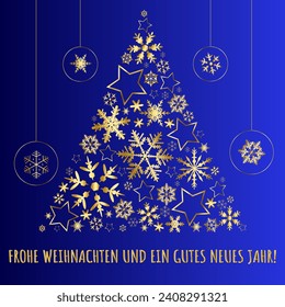 Grußkarte zu Weihnachten und Neujahr auf Blau