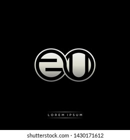ZU Z U initial letter linked circle capital monogram logo modern template silver color edition