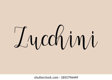 Caligrafía Zucchini Color Negro Texto Sobre El Fondo Amarillo Dorado