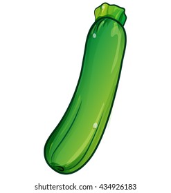 Zucchini Cartoon Isolated On White Background