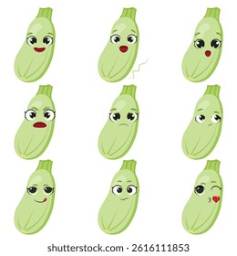 Zucchini character emotion face set