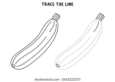 Zucchini clip art element vector. Zucchini coloring pages for kids. Trace and color zucchini. Fun activity coloring zucchini vegetable for Kindergarten and preschool.