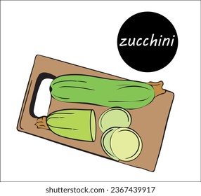 zucchini cortado en rodajas, tirado en una tabla de corte. cocina de la cosecha.
