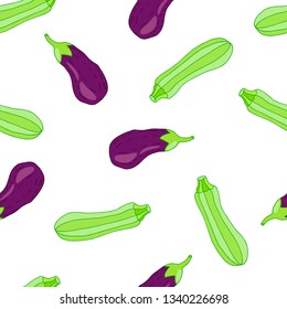 Zucchini and eggplant seamless pattern.