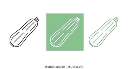 Zucchini icon outline. Food vegetables icon in 3 color. Vector vegetable, vegetarian food, healthy organic dieting squash