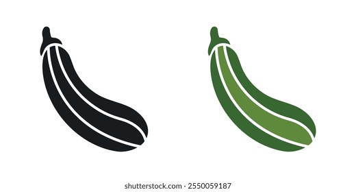 Zucchini icon set in black and colored version