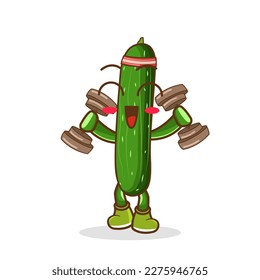 Zucchini Hebe Hantel Vektor. Zeichentrickfigur