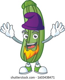 Zucchini mascot cartoon style as an Elf