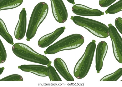 Zucchini seamless vector pattern isolated on white