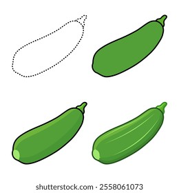 Zucchini set illustration. You can use it for children books, web design, posters, campaigns, and many more. Can be easily resized and change colors of each and every shape as required.