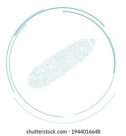 The zucchini symbol filled with teal dots. Pointillism style. Vector illustration on white background