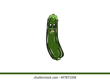 Zucchini vector cartoon isolated on white background.Vector illustration.