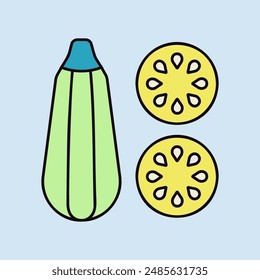 Zucchini vector flat icon. Barbecue and bbq grill sign. Vegetable. Graph symbol for cooking web site and apps design, logo, app, UI