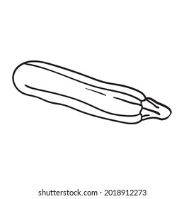 Zucchini Vektorsymbol im Doodle-Stil. Das einzelne Objekt auf weißem Hintergrund, handgezeichnet. 