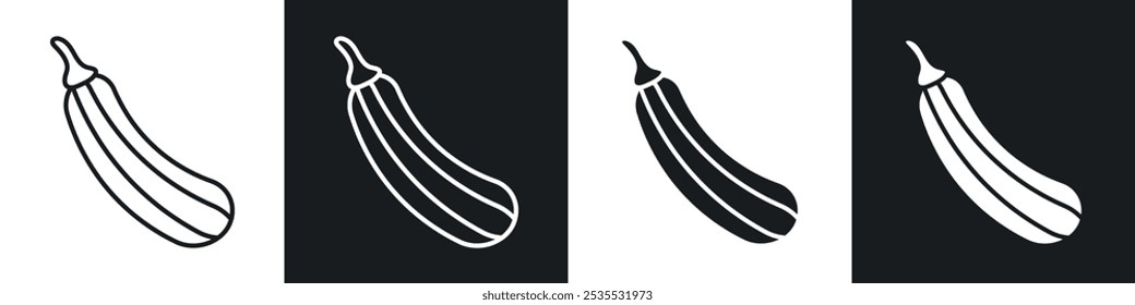 Zucchini vector icon set in black and white. EPS 10 illustration