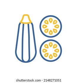 Icono aislado del vector Zucchini. Pancarta de barbacoa y parrilla. Verdura. Símbolo gráfico para cocinar diseño de sitio web y aplicaciones, logotipo, aplicación, interfaz de usuario