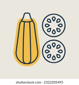 Zucchini vector isolated icon. Barbecue and bbq grill sign. Vegetable. Graph symbol for cooking web site and apps design, logo, app, UI