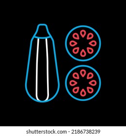Zucchini vector isolated on black background icon. Barbecue and bbq grill sign. Vegetable. Graph symbol for cooking web site and apps design, logo, app, UI