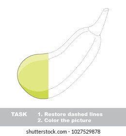 Zucchini Vegetable to be traced, color the colorless half. Dot to dot educational game for kids.