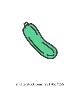 Zucchini Gemüsesymbol, Zeilenvektorzeichen, lineares bunter Piktogramm einzeln auf Weiß. Symbol, Logo-Abbildung. Vektorgrafik