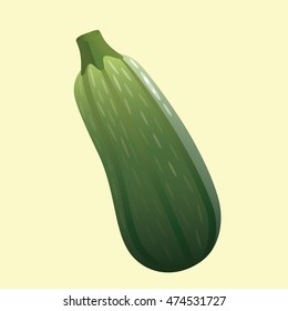 Zucchini Vegetable Flat Vector Illustration