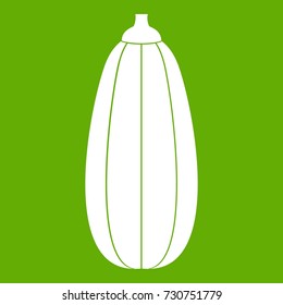 Zucchini vegetable icon white isolated on green background. Vector illustration