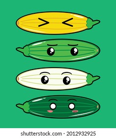 Zucchini Vegetable Mixed Colors Mask kind of colours which has a different expressions