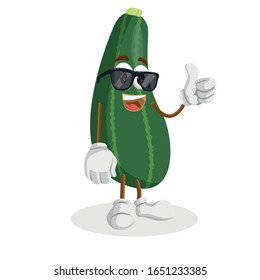
Mascota Zuchini y pulgar de fondo posan con estilo de diseño plano para su marca de mascota.