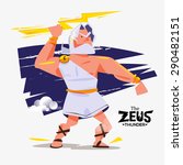 zues in action. zues with thunder bolt in hand - vector illustration