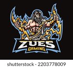 Zues god mascot logo design. Vector illustration god of thunder. Logo illustration for mascot or symbol and identity, emblem sports or e-sports gaming team