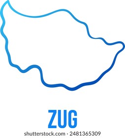 Zug canton, Switzerland simplified smooth blue gradient map with title