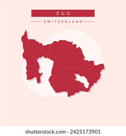 Zug (Cantons of Switzerland, Swiss cantons, Swiss Confederation) map vector illustration, scribble sketch Canton of Zug map