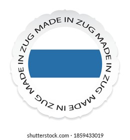 Zug Flag .Made in Zug auf weißem Hintergrund, Vektorgrafik