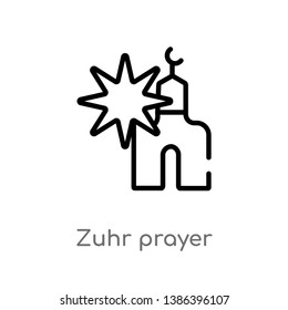 zuhr prayer vector line icon. Simple element illustration. zuhr prayer outline icon from religion-2 concept. Can be used for web and mobile