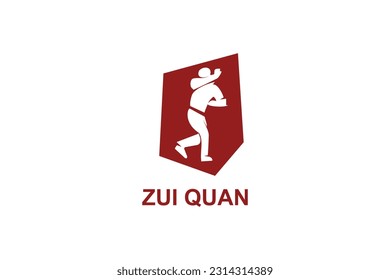 zui quan or "Drunken boxing "  sport vector line icon. sportsman, fighting stance. sport pictogram illustration.