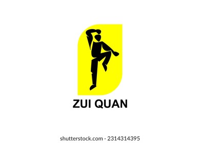 zui quan or "Drunken boxing "  sport vector line icon. sportsman, fighting stance. sport pictogram illustration.