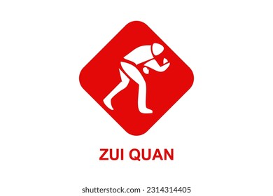 zui quan or "Drunken boxing "  sport vector line icon. sportsman, fighting stance. sport pictogram illustration.