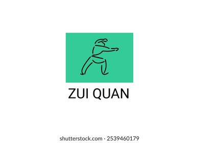 zui quan or "Drunken boxing " sport vector line icon. sportsman, fighting stance. sport pictogram illustration.